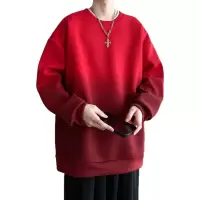 |早秋日系简约新男卫衣休闲百搭青少年重磅圆领渐变色卫衣