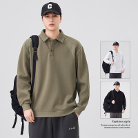 |港风早秋翻领高品质男青少年设计长袖POLO衫卫衣百搭修身