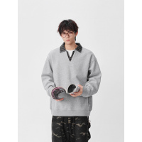 |港风翻领设计感长袖秋款男青少年打底衫卫衣修身宽松潮流