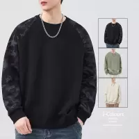 |秋季新款街潮男士卫衣拼色点缀套头休闲运动宽松卫衣男