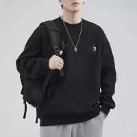 |秋季款日系复古男士肌理设计感宽松圆领长袖卫衣休闲宽松