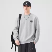 |秋男士圆领长袖打底衫韩版套头连帽字母印花宽松修身百搭