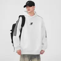 |连帽卫衣男字母印花宽松百搭日系复古套头情侣款百搭潮牌