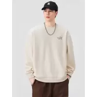 |重磅美式复古麂皮绒套头卫衣休闲圆领长袖ins潮流百搭男款