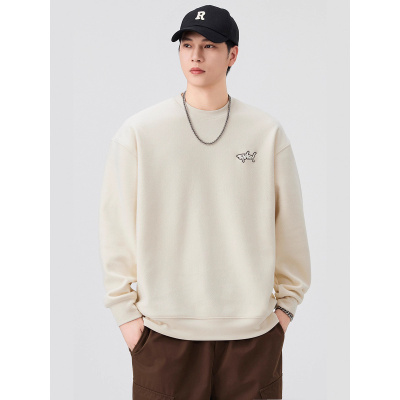 |重磅美式复古麂皮绒套头卫衣休闲圆领长袖ins潮流百搭男款