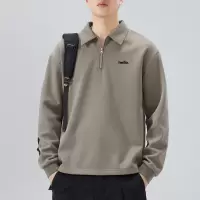 |长袖港风男士翻领长袖POLO衫卫衣韩版宽松翻领简约设计款