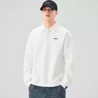 日系简约字母印花青少年翻领长袖POLO衫卫衣修身宽松百搭