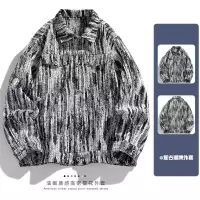 |秋季新款韩版潮流男士夹克休闲宽松百搭翻领开衫夹克男