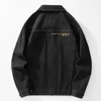 |秋季牛仔外套男高级感刺绣经典百搭黑色显瘦大码牛仔夹克