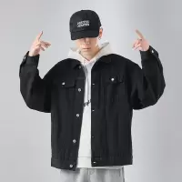 新款韩版白色牛仔夹克男士宽松潮流休闲工装外套