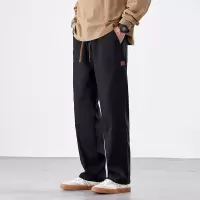 |早秋冬新款男士抽绳休闲裤针织卫裤真超加绒宽松运动卫裤