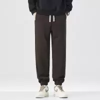 |男装 冬季加绒加厚卫裤男宽松束脚直筒休闲运动裤卫裤男