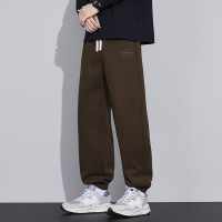 |秋冬季定制加绒卫裤男束脚日系青少年休闲宽松直筒裤