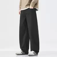 |秋季新款日系复古简约男士宽松直筒裤休闲阔腿裤美式休闲