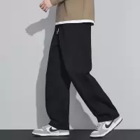 |秋季新款日系复古针织卫裤宽松小弯刀男士阔腿裤休闲版型