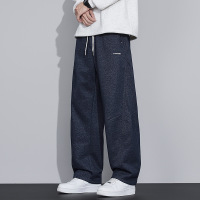 |秋季新款日系复古针织卫裤宽松直筒男士阔腿裤美式潮流款
