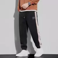 |美式侧边条纹加绒休闲裤男宽松束脚休闲裤潮流男束脚