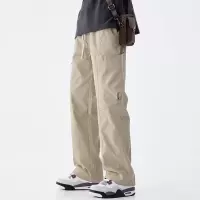|美式潮牌工装裤子男春秋款休闲裤百搭宽松直筒阔腿长裤子