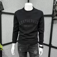 修身字母卫衣男秋冬新款印花字母修身长袖套头潮流in帅气加绒圆领