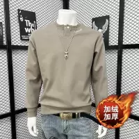 冬季新款男士高品质纯色卫衣简约时尚打底衫纽扣设计宽松百搭上衣