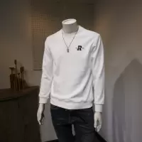 加绒印花卫衣男圆领修身休闲上衣青年套头秋冬季打底衫潮ins欧货