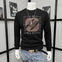 时尚潮牌欧货秋冬新款男士圆领字母卫衣长袖体恤上衣重工烫钻时尚