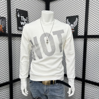 时尚潮牌欧货秋冬新款男士圆领烫钻字母长袖打底衫卫衣男装上衣潮