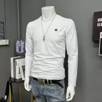 春秋新款男士长袖T恤打底衫小标简约圆领内搭上衣欧货男装时尚潮i