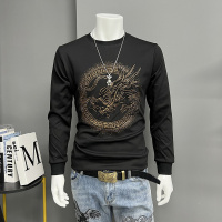 本命年红色长袖卫衣男龙年冬季时尚烫钻青年网红T恤打底衫潮