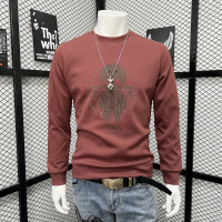 欧洲站时尚男装卫衣烫钻卡通人物长袖体恤打底衫上衣修身潮牌新款