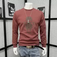 欧洲站时尚男装卫衣烫钻卡通人物长袖体恤打底衫上衣修身潮牌新款