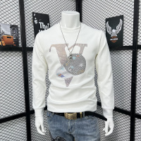 欧洲站秋季新款字母卫衣烫钻长袖T恤男士个性潮牌圆领T上衣打底衫