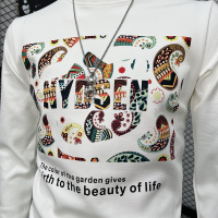 欧货长袖体恤男装打底衫卫衣印花时尚潮流字母圆领修身体恤衫上衣