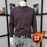 潮牌新款加绒加厚纯色休闲打底男士简约设计青年气质宽松百搭卫衣