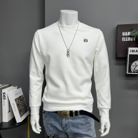 男士圆领长袖体恤修身打底衫套头字母秋冬新款简约时尚潮流上衣潮