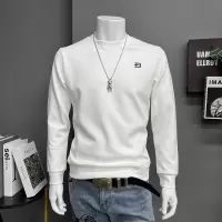 男士圆领长袖体恤修身打底衫套头字母秋冬新款简约时尚潮流上衣潮