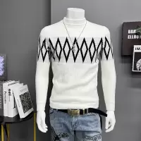 男士毛衣秋冬新款雪尼尔保暖加厚内衣线衣圆领打底针织衫男几何潮