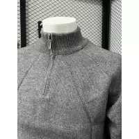 男士秋冬季半高领拉链毛衣男新款宽松外套百搭纯色打底休闲针织衫