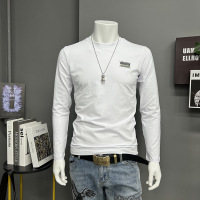 男士长袖T恤新款字母圆领上衣打底衫时尚春秋打底衫基础修身内穿