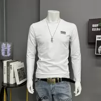 男士长袖T恤新款字母圆领上衣打底衫时尚春秋打底衫基础修身内穿