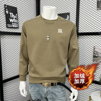 秋冬新款加绒卫衣男士长袖时尚圆领休闲打底衫秋冬内搭上衣刺绣潮