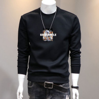 秋冬新款加绒圆领卫衣男字母印花潮流宽松男士休闲上衣套头潮牌t