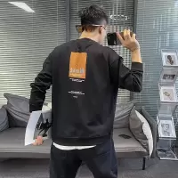 秋冬新款卫衣男圆领套头印花上衣修身休闲潮流in长袖打底衫欧洲站