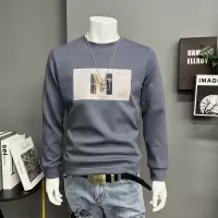 秋冬新款时尚男士圆领卫衣套头长袖体恤M字母修身上衣服简约潮ins