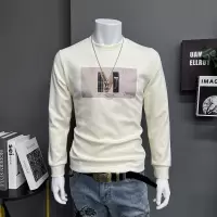 秋冬新款时尚男士圆领卫衣套头长袖体恤M字母修身上衣服简约潮ins