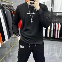 秋冬新款男士卫衣圆领套头长袖打底衫加绒体恤字母印花潮ins修身