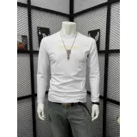 秋季新款打底衫时尚青年百搭长袖潮流印花字母圆领T恤男修身上衣