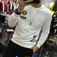 秋季新款潮牌卫衣男韩版潮流印花圆领修身帅气简约长袖T恤ins