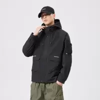 高品质户外连帽冲锋衣男士春秋季新款休闲工装男生夹克潮ins