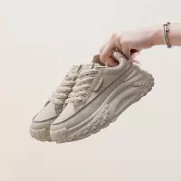 ins韩版皮面低帮老爹鞋女秋季新款透气增高休闲